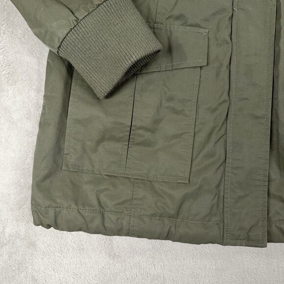 Levis Jacket Womens Medium Green Faux Fur Trim Quilted Field Chore Military Coat - Picture 2 of 11